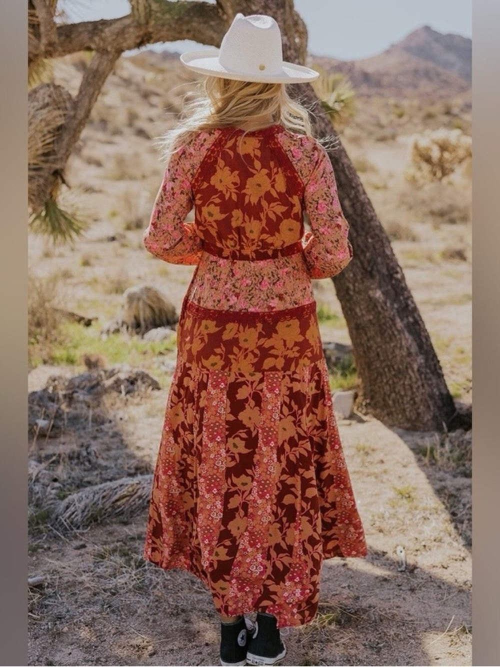 Free People Tilda Wrap Floral V-Neck Maxi Dress in Red and Pink - Picture 4 of 8